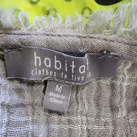 Habitat Gauzy Cotton Blouse Top Popover Raw Edge Seams 3/4 Sleeve size Medium - Picture 5 of 10